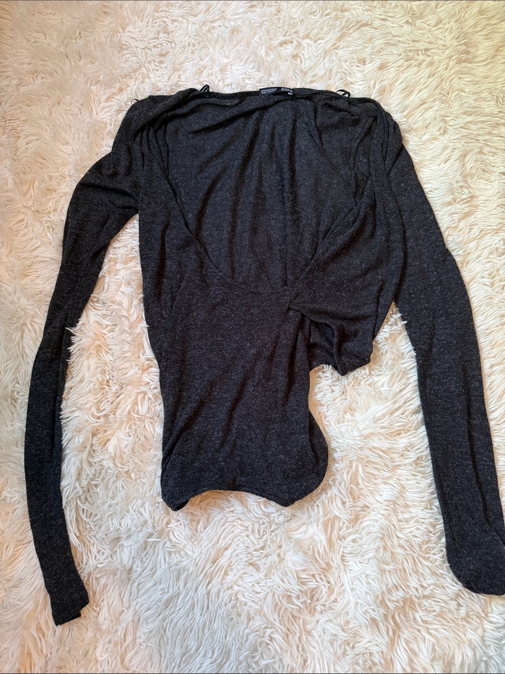 Zara Black Long Sleeve Knit Top